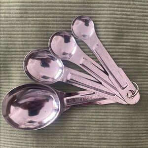 Stainless Steel Measuring Spoons Set 4 Heavy Duty Baking Cooking Tools NWOT